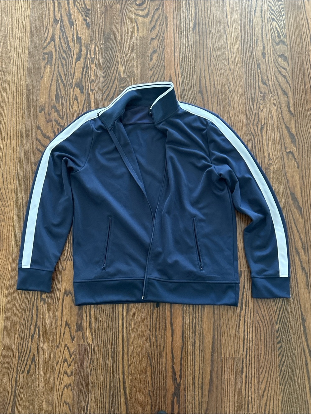 STARTER Navy Performance Track Jacket with White Stripes size Large